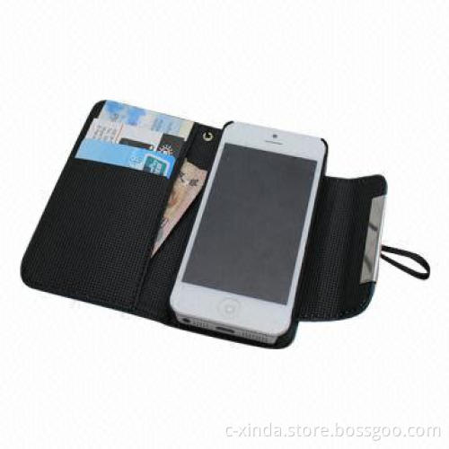 PU Leather Case for iPhone 5, Wallet Design, Wear-resistant, Durable, Various Colors Available